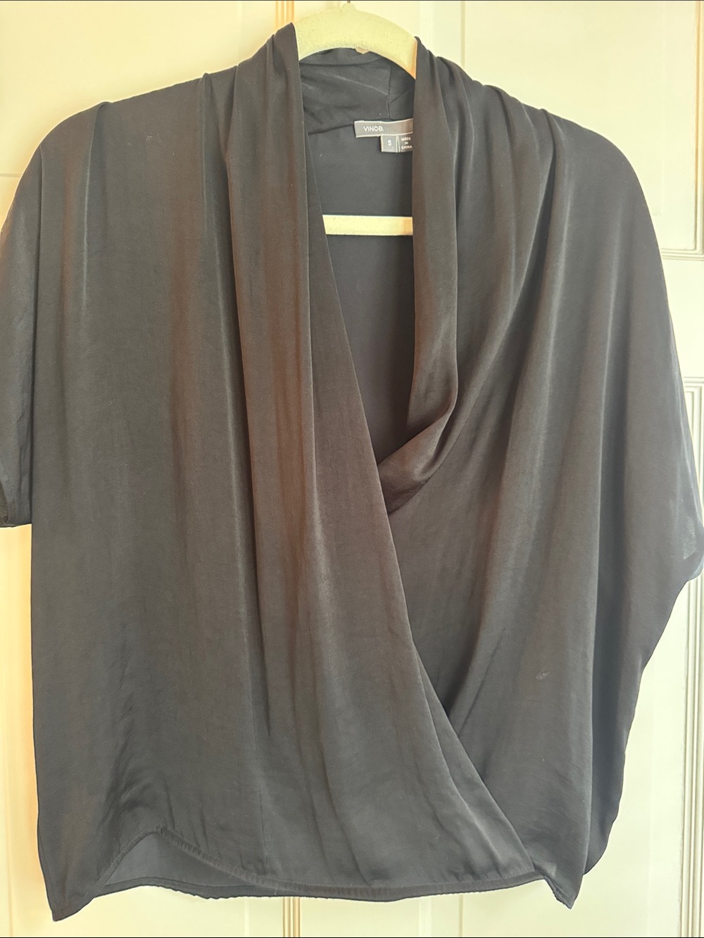 Vince Black Draped Cowl Neck Blouse